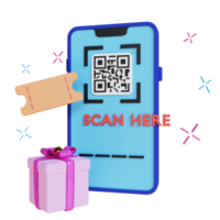 3d render online phone pay online with scan barcode png