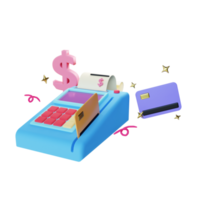 3d render Electronic Data Capture with debit credit card png