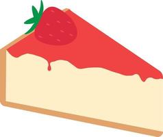 Icono de rebanada de tarta de queso sobre fondo blanco. tarta de queso con cartel de fresa. estilo plano vector