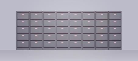 Office cabinet and document data archive storage folders for files business administration concept flat vector illustration.