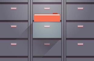 Office cabinet and document data archive storage folders for files business administration concept flat vector illustration.