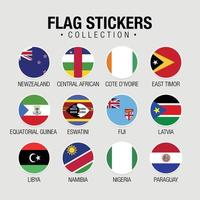 National Flags Of The World Stickers With Names vector