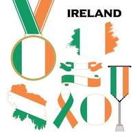 colección de elementos con la plantilla de diseño de la bandera de irlanda vector