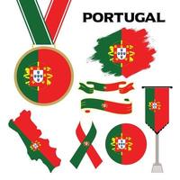 colección de elementos con la plantilla de diseño de la bandera de portugal vector