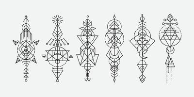 tatuaje de líneas geométricas dibujadas a mano vector