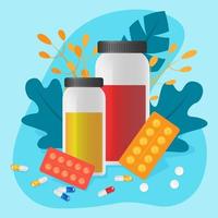 Medicines in simple flat style vector