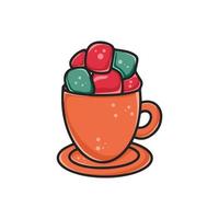 Cup of coffee with melting marshmallows clipart vector