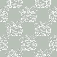 White silhouette decorated pumpkins seamless pattern vector