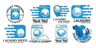 Laundry collection logo design with element simple concept Premium Vector