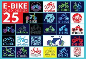 E bike logo and icon design template big bundle vector