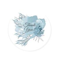 Sticker with a winter composition of plants and leaves with the words thank you. For gifts, invitations, on wedding cards. Vector