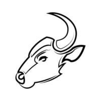 arte lineal en blanco y negro de cabeza de toro. buen uso para símbolo mascota icono avatar tatuaje camiseta diseño logotipo o cualquier diseño vector