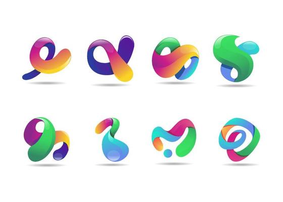 Abstract colorful logo set. Abstract vector logo. Abstract colorful vector illustration. Simple logo.