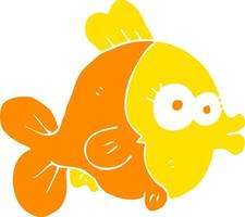 funny flat color illustration of fish vector