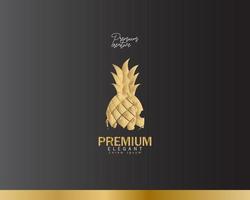 plantilla de diseño de vector premium vintage de lujo con logotipo de piña