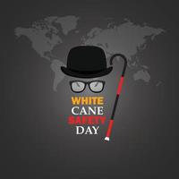 White Cane Safety Day. 15 October. Realistic illustration of white cane day vector concept banner for web design.