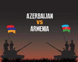 Armenia and Azerbaijan in war against each other. Flags of Armenia and Azerbaijan. Vector illustration.