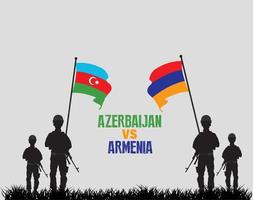 Armenia and Azerbaijan in war against each other. Flags of Armenia and Azerbaijan. Vector illustration.