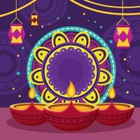 fondo de diwali con concepto de vela vector