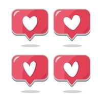 Red Heart shape social media notification vector illustration free download