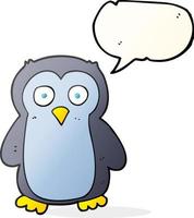 freehand drawn speech bubble cartoon penguin vector