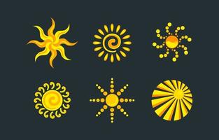 conjunto de logotipo de sol de estética vector