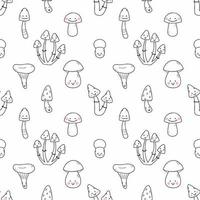 Seamless pattern cute mushrooms. Background for sewing baby clothes or printing on fabric. Wallpaper nursery. Wrapping paper with funny characters. vector