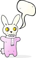 freehand drawn speech bubble cartoon spooky skull rabbit vector