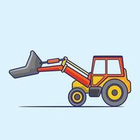 Flat design Tractor, excavator collection vehicle cartoon. building transportation isolated vector