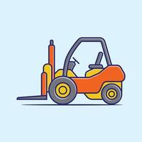 Flat design Tractor, excavator collection vehicle cartoon. building transportation isolated vector