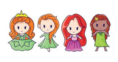 Cute Flat Design Fairy tales princesses collection vector