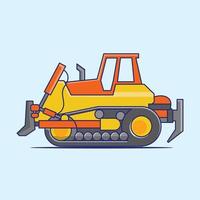 tractor de diseño plano, dibujos animados de vehículos de colección de excavadoras. edificio transporte aislado vector