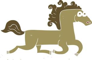 flat color illustration of running horse vector