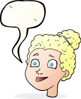 freehand drawn speech bubble cartoon female face vector