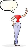 freehand drawn speech bubble cartoon female body with raised hand vector