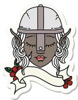 sticker of a elf fighter character face vector