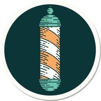 sticker of tattoo in traditional style of a barbers pole vector