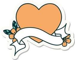 tattoo style sticker with banner of a heart vector