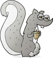 freehand drawn cartoon squirrel with nut vector