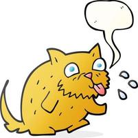 freehand drawn speech bubble cartoon cat blowing raspberry vector
