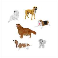 conjunto de ilustración de vector de perro.