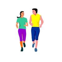 couple run together. romantic sign and symbol. vector