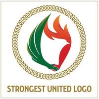 logotipo unido más fuerte con águila, fuego y apretón de manos vector