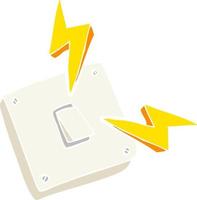 flat color illustration of sparking electric light switch vector