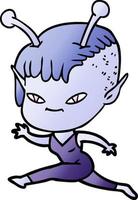 cute cartoon alien girl vector