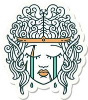 sticker of a crying elf barbarian character face vector