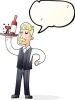 freehand drawn speech bubble cartoon waiter vector