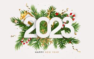 Greeting Card 2023 Happy New Year. Vector Illustration