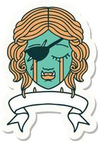 sticker of a crying orc rogue character face vector