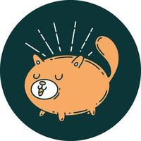 icon of a tattoo style happy cat vector